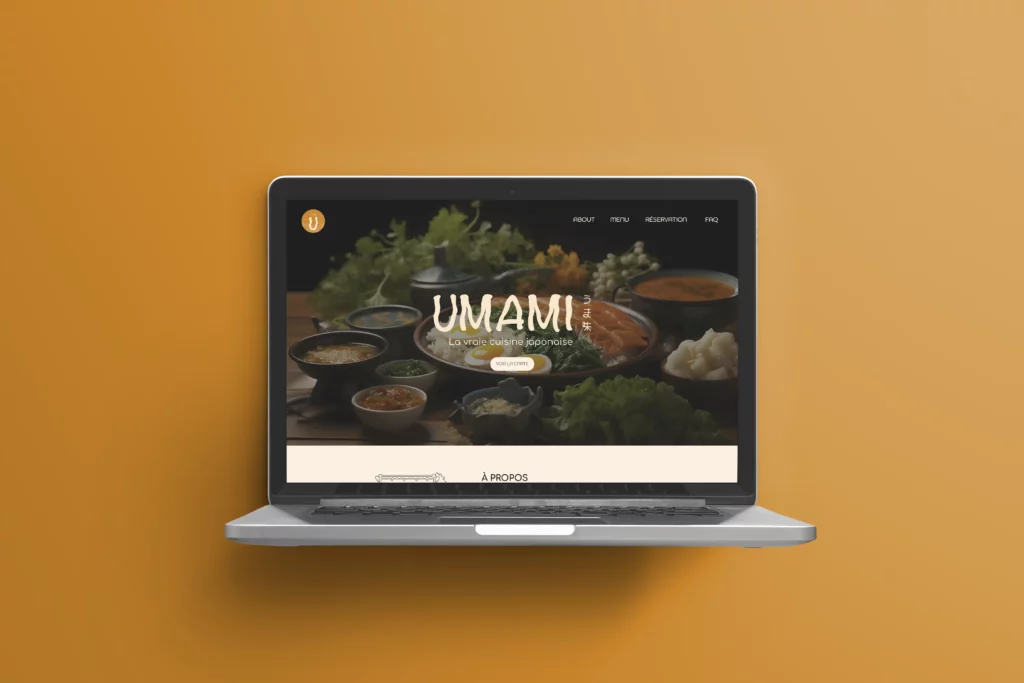 page d'accueil sur site internet du restaurant Umami