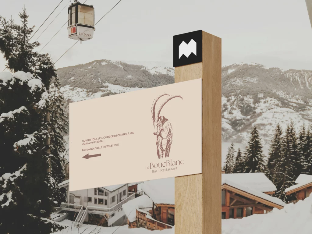 panneau piste indication pour le restaurant